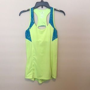 Yellow and Blue Razor Back Workout Shirt